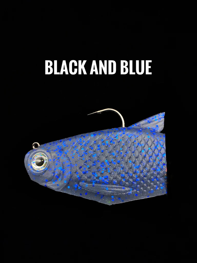 burrito fishing lure 6" Bacca Burrito Medium Sink Black and Blue