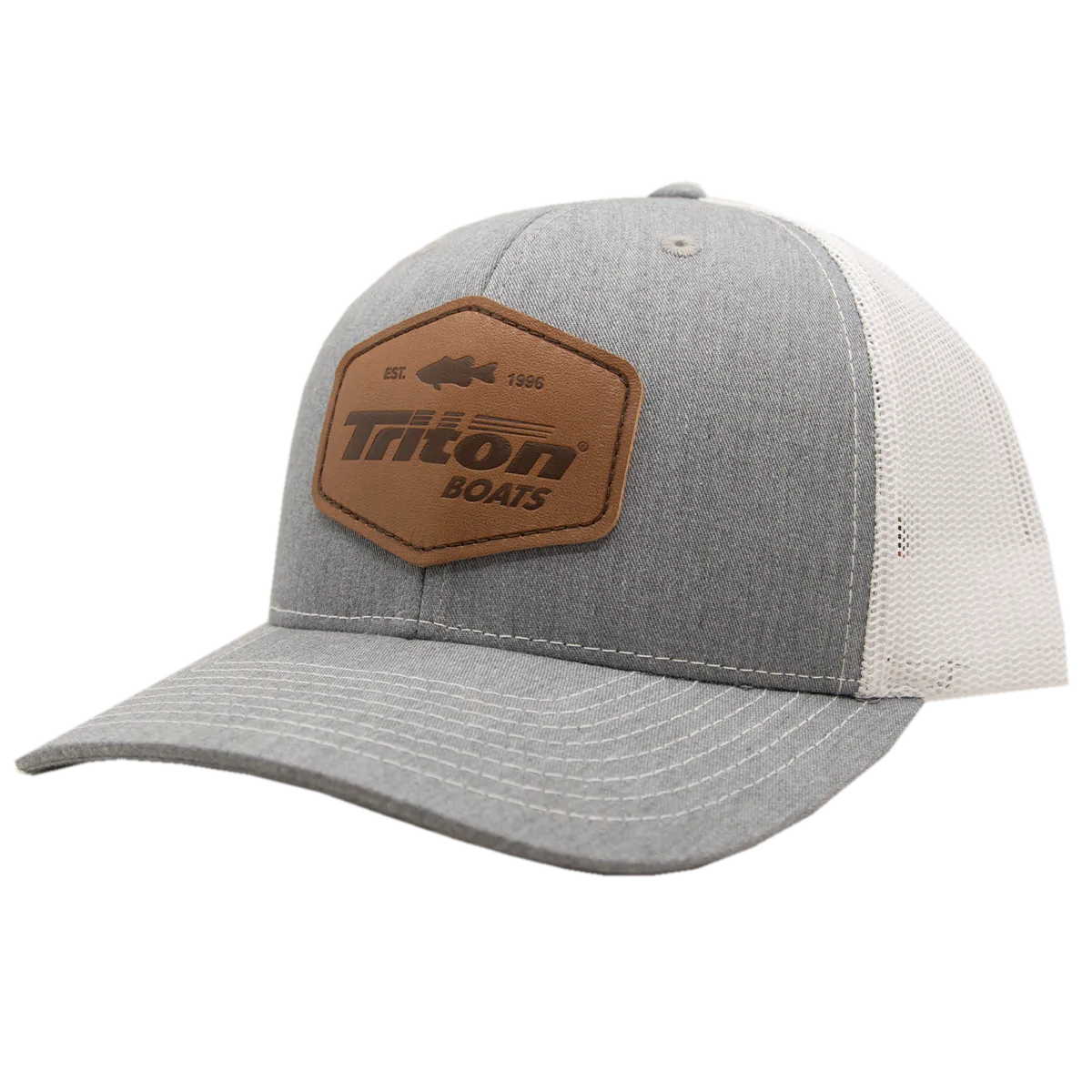 Triton Leather Patch Hat - Heather Gray/White