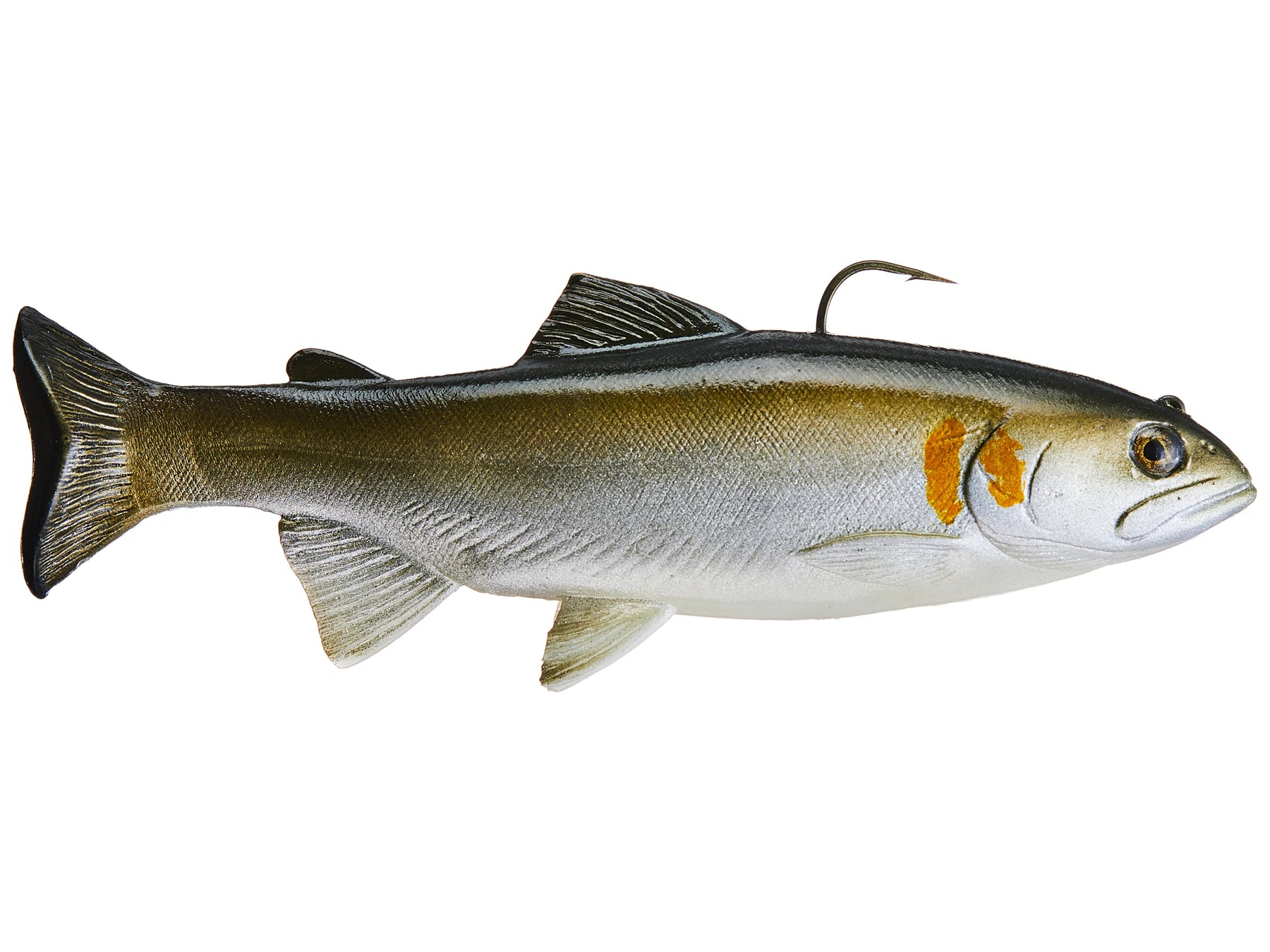 8” Huddleston deluxe Extinct series swimbait Yellow Fin trout #10  Autographed 